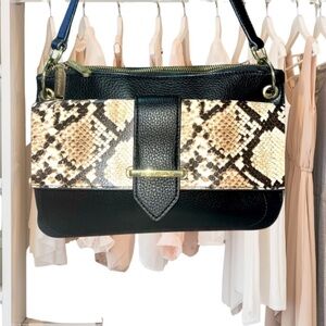 Enzo Angiolini Women Snake Print Satchel Bag, Neutral Snake